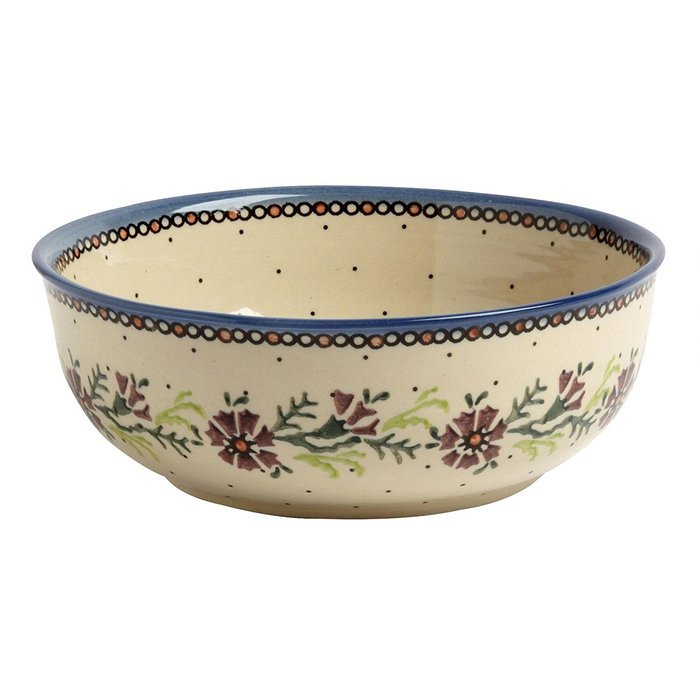 Ceramika Wiza Genuine Polish Pottery Watercolor Flowers Mixing Bowl, 8-Inch N2