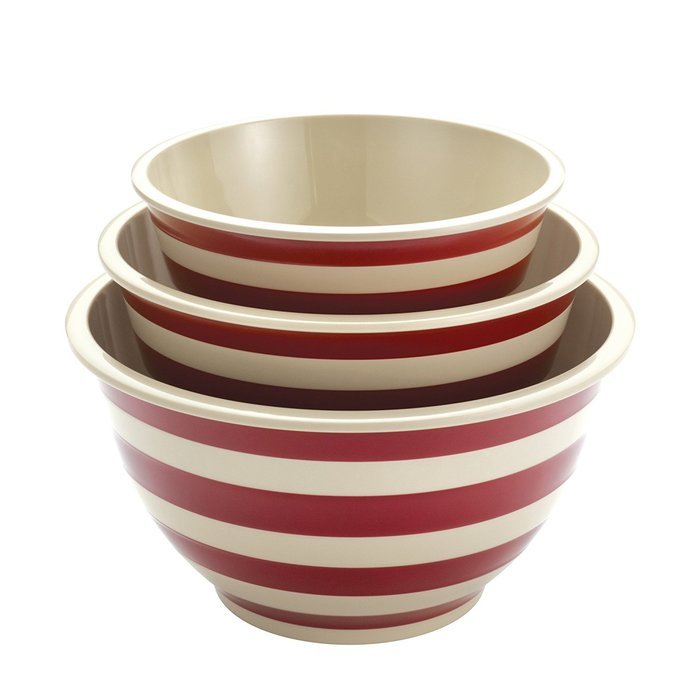 Paula Deen Pantryware 3-Piece Mixing Bowl Set, Striped Red N5