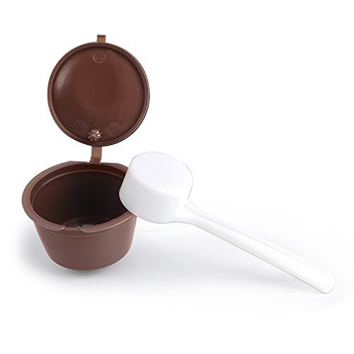 2 pcs Compatible Reusable Coffee Capsules Coffee Filters + Coffee Spoon N3