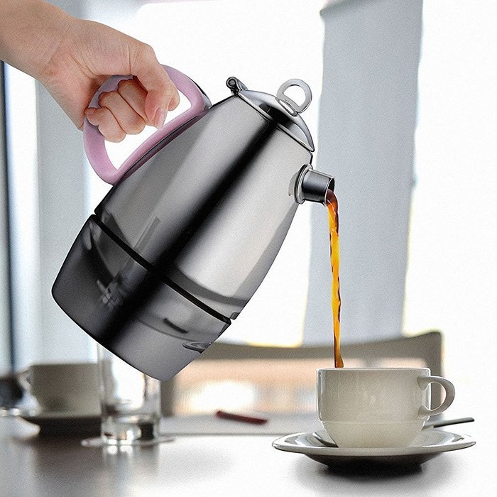 Minos Moka Pot Espresso Maker &nbsp;- 6 cup - 10 fl oz - Stainless Steel and Silicon Handle - Suitable for Gas, Electric... N4