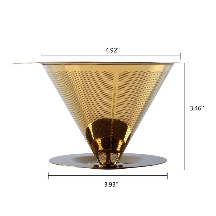 Clever Coffee Filter /Dripper - Titanium Coated Gold Stainless Steel Coffee Filter with Cup Stand, Permanent Reusable... N4