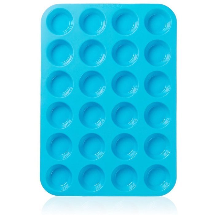 Homankit 2 Pack Silicone Mini Muffin Pan - 24 Cups Blue Mold & Baking Tray - Reusable, Non-Stick Bakeware for... N4