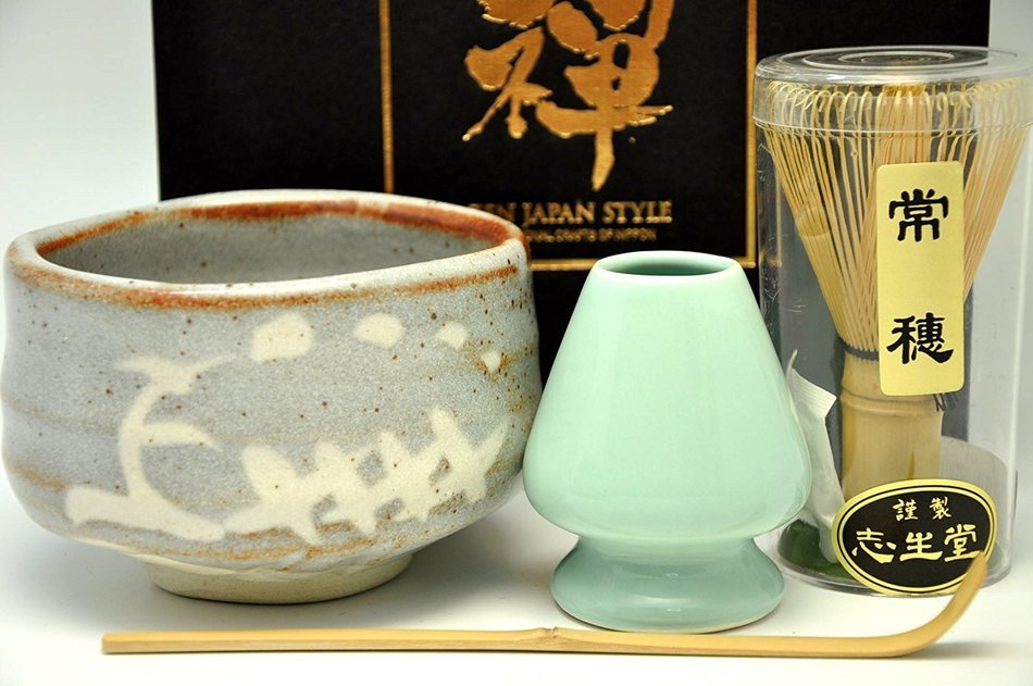Japanese Mino Yaki ware Matcha Bowl And Tea Ceremony Set Green Tea 11.5 / 11.5 / 8cm (4.5 / 4.5 / 3.1inch)[7402] N3