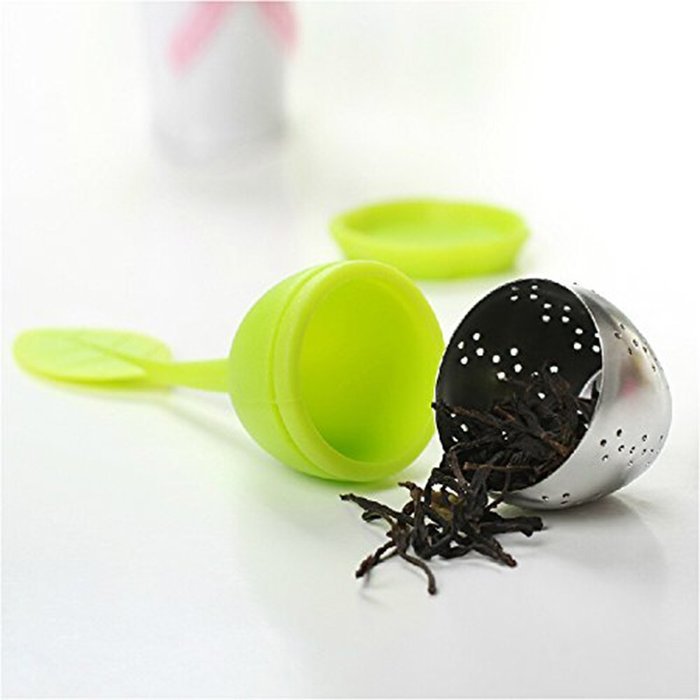 LEORX Tea Infuser Strainer Leaf Strainer Handle - Leaf Shaped (Green) N2
