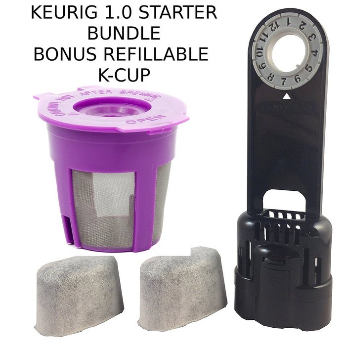 Keurig 1.0 Water Filter Assembly K-Cup Reusable Filter & 2 Replacment water Filter (1)
