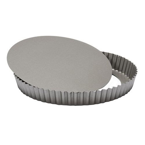 Patisse Carat Quiche Pan with Removable Bottom Heavy Duty Double Non-Stick Coating, Dark Grey Metallic