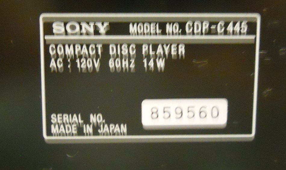 Sony CDP-C445 Compact Disc Player 5 Disc Changer N5