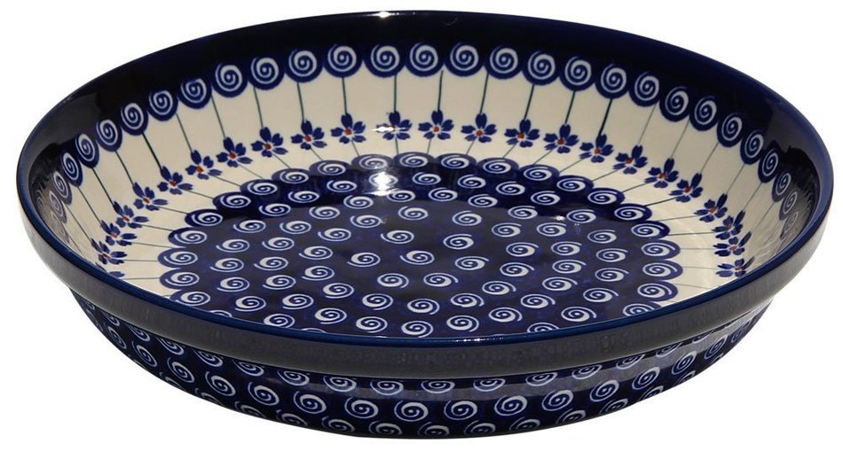 Polish Pottery Dish Pie Plate 10" From Zaklady Ceramiczne Boleslawiec #879-1085a Classic Pattern, Height: 1.8"... N3