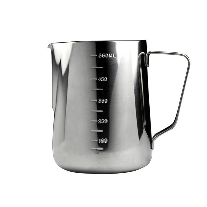 Stainless Steel Milk Coffee Frothing Pitcher Cup Jug Silver Tone (600ml) N8