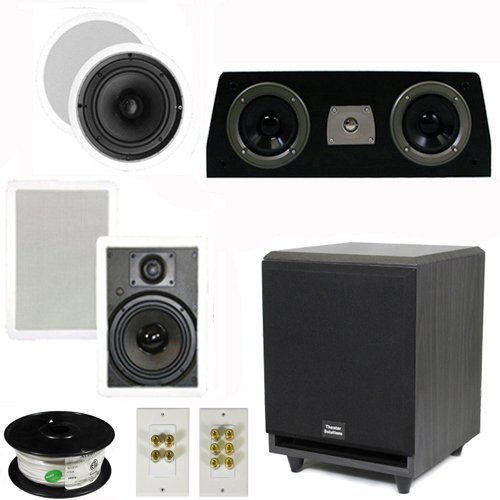Theater Solutions 5.1 Home Theater 6.5" Speakers Set with Center, 8" Powered Sub and More TS65CWC51SET3