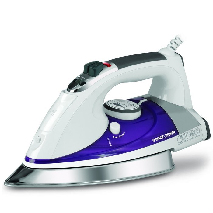BLACK+DECKER IR1350S Professional Steam Iron, White/Purple