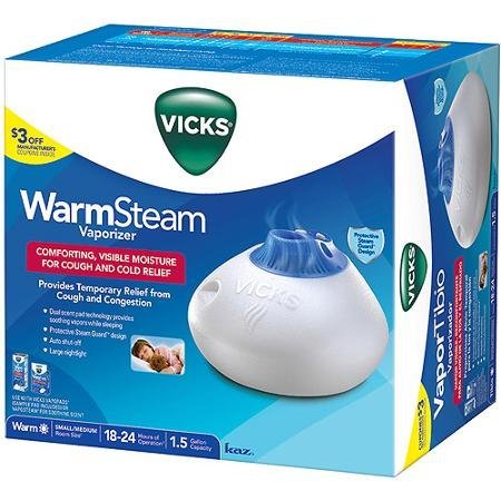 Vicks Warm Steam Vaporizer to Helps Temporarily Relieve Cough and Congestion.