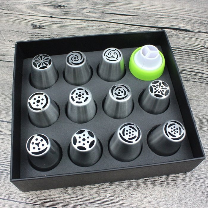 Dewel Multi-Pattern Russian Piping Tips, 12PCS Icing Decorating Tips,Stainless Steel Icing Piping Nozzles ,A Tool... N7