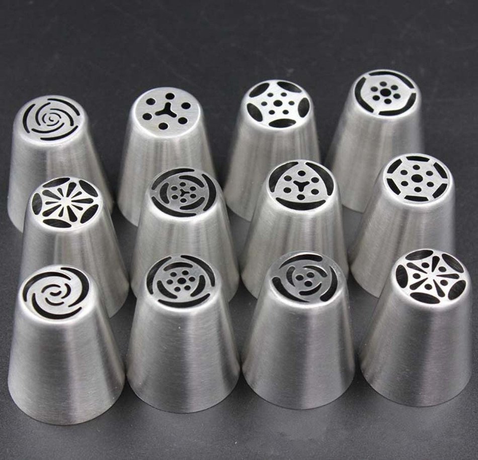 Dewel Multi-Pattern Russian Piping Tips, 12PCS Icing Decorating Tips,Stainless Steel Icing Piping Nozzles ,A Tool... N8