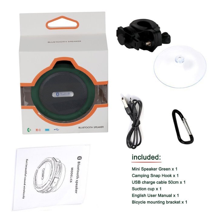 [Bluetooth Waterproof Speaker] PECHAM C6 Portable Waterproof Speaker, 5W Strong Drive Passive Radiator for Waterproof... N5