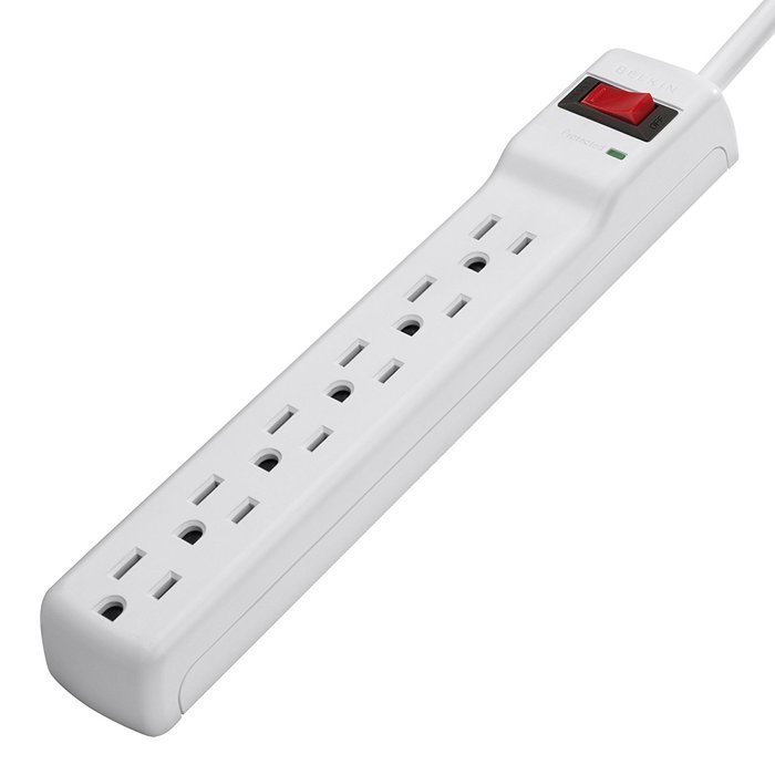 Belkin 6-Outlet Power Strip Surge Protector with 2-Foot Power Cord, 200 Joules (2-Pack) N3