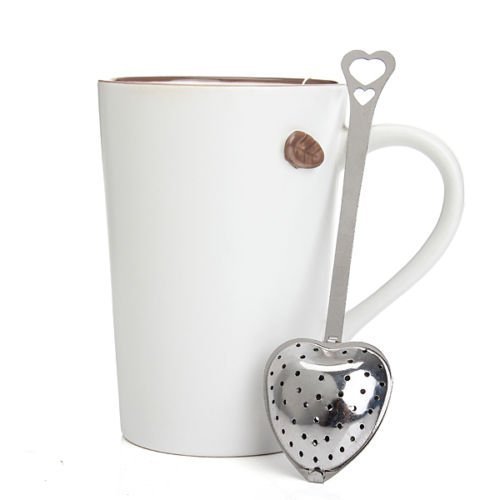 Heart Shaped Tea Infuser Spoon Strainer Stainless Steel Steeper Handle Shower