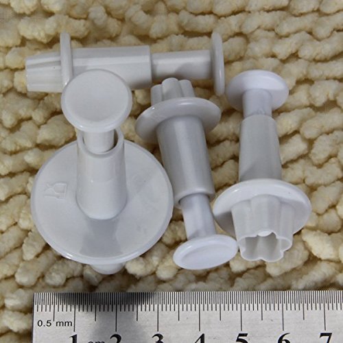 4pcs Fondant Gum Paste Plunger Cutter Flower White N6