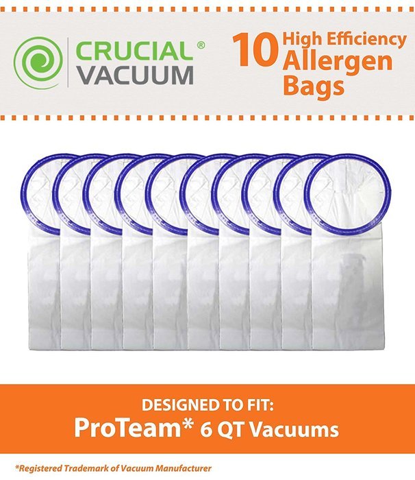 10 Proteam Windsor Raven 6 QT Commercial Pack Vacuum Bags Designed To Fit Proteam Windsor Raven 6 Quart Commercial...