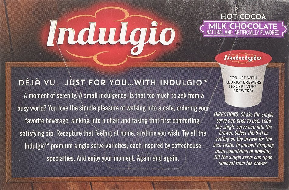 Indulgio Milk Chocolate Cocoa Single Serve for Keurig K-Cup Brewers, 24 Count N10