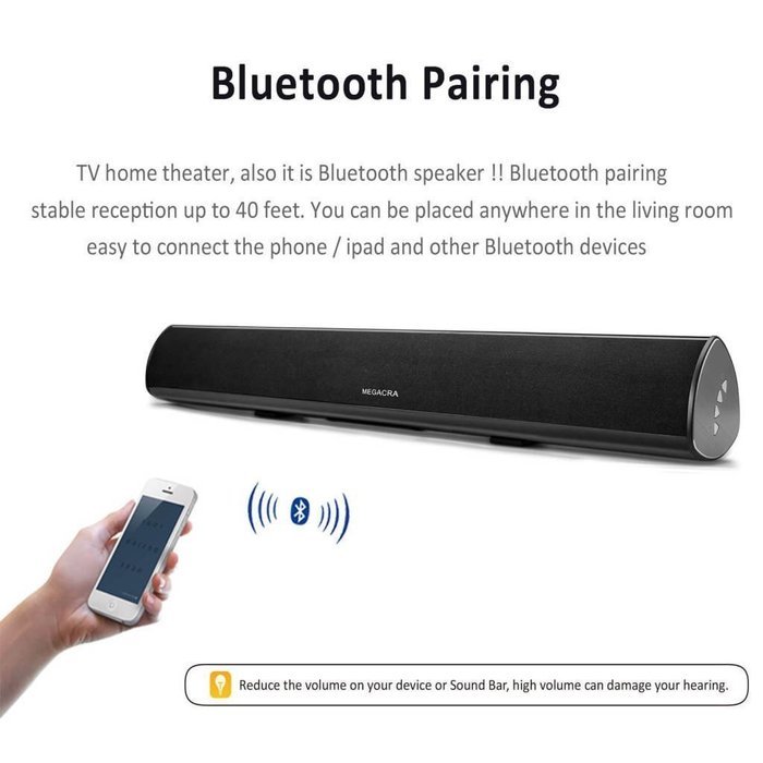 E-Ran black super bass system 34 inch bluetooth sound bar N6