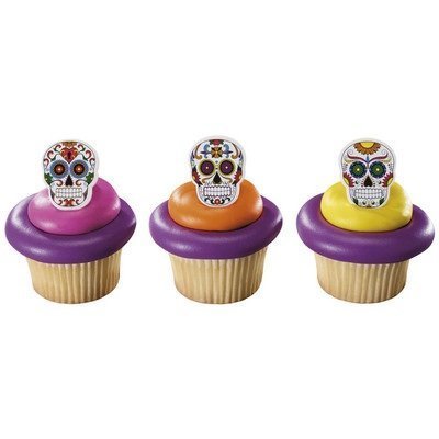Day of the Dead Dia de Muertos Skeleton Cupcake Rings - 24 pcs N2