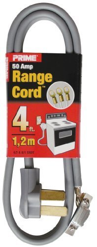 Prime RD628104 3-Pole 3-Wire SRDT 50A 125/250-Volt Range Cord, Gray, 4-Feet by Prime