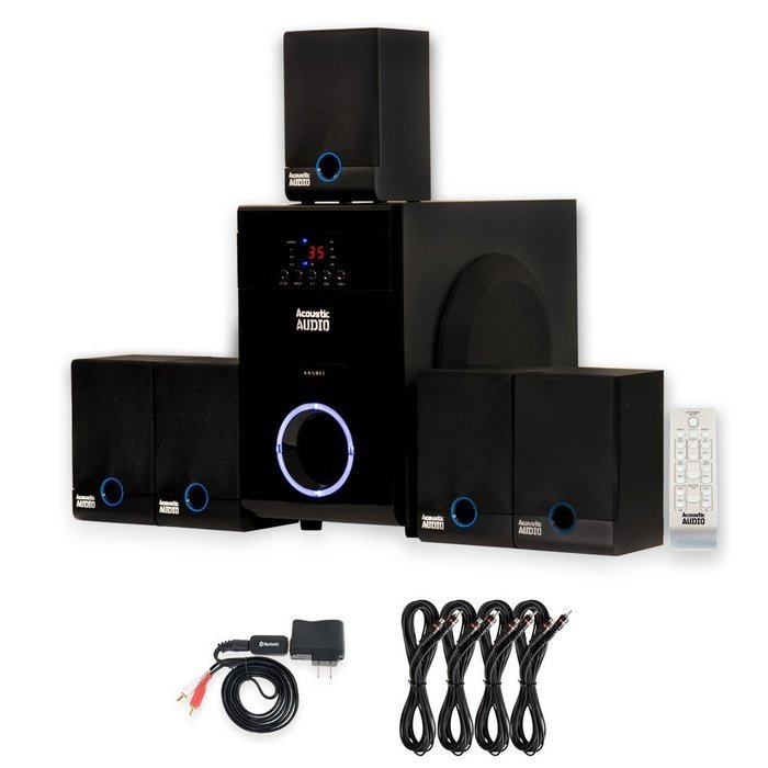 Acoustic Audio AA5817 Home Theater 5.1 Speaker System with Bluetooth and 4 Extension Cables N2