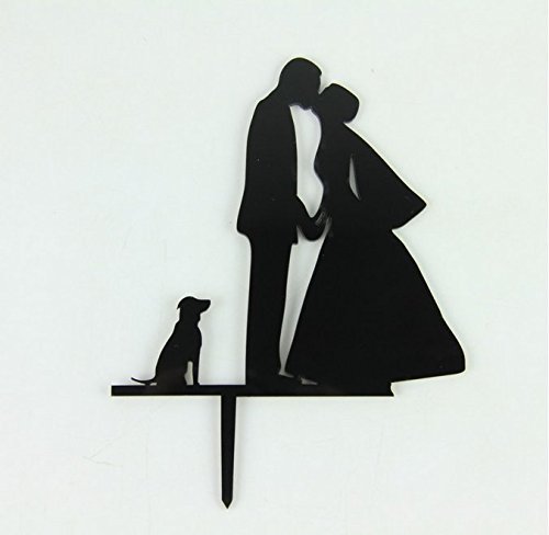 ShinyBeauty Wedding-Cake-Topper-Dog,Mr and Mrs Cake Topper,Acrylic Cake Topper,Silhouette Cake Topper (Design 5) N7