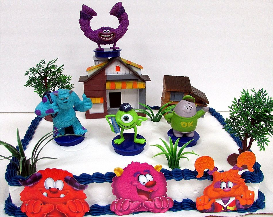 MONSTERS UNIVERSITY 12 Piece Birthday Cake Topper Set Featuring Monsters University Figures and Themed Decorative... N7