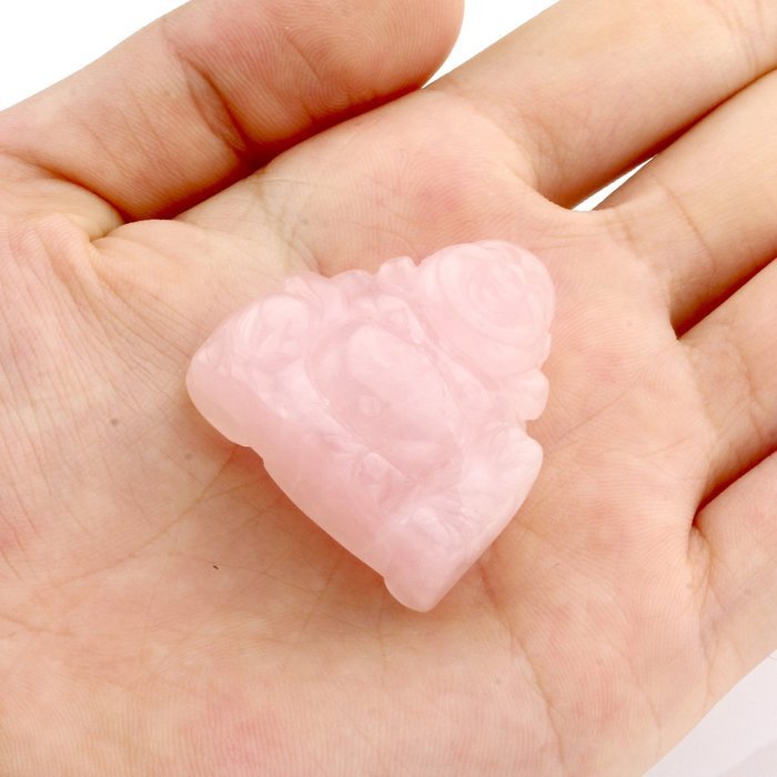 JOVIVI 1pc Natural Carved Gemstones Happy Buddha Figurine Statue 1.2'' Room Decoration, with Gift Box (Rose Quartz) N17