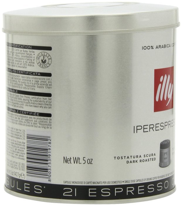 illy iperEspresso Capsules Dark Roasted Coffee, 5-Ounce, 21-Count Capsules N5