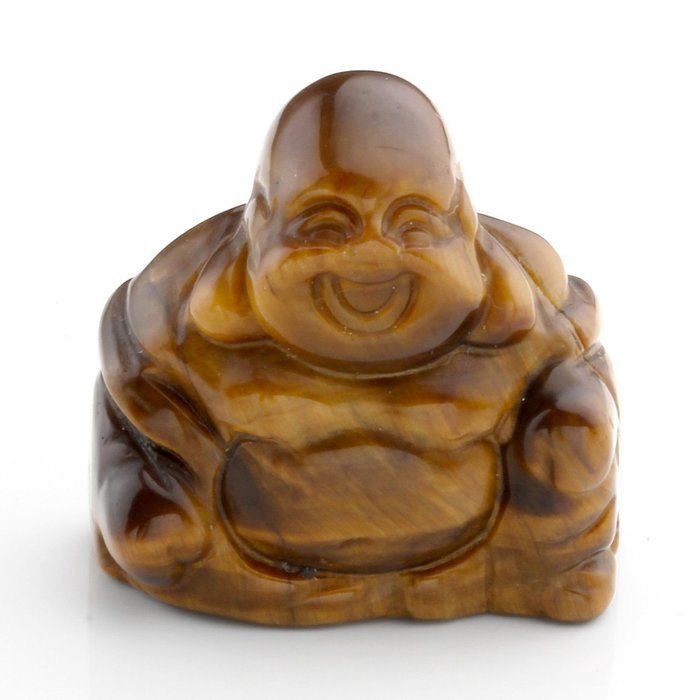 JOVIVI 1pc Natural Carved Gemstones Happy Buddha Figurine Statue 1.2'' Room Decoration, with Gift Box (Rose Quartz) N22