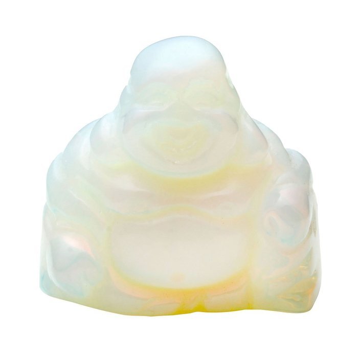 JOVIVI 1pc Natural Carved Gemstones Happy Buddha Figurine Statue 1.2'' Room Decoration, with Gift Box (Rose Quartz) N24