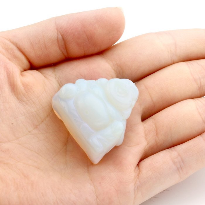 JOVIVI 1pc Natural Carved Gemstones Happy Buddha Figurine Statue 1.2'' Room Decoration, with Gift Box (Rose Quartz) N25