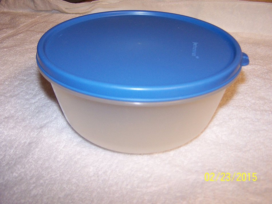 Tupperware Modular Medium Bowl 6 1/4cup Orange Peel Sheer with Country Blue Seal