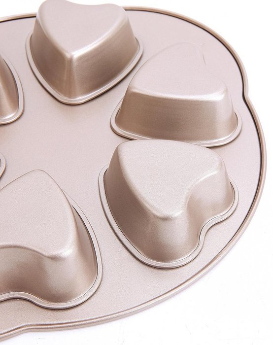 MyLifeUNIT Nonstick Heart Cake Pan, 6 Cup Muffin Pan Cupcake pan, Gold