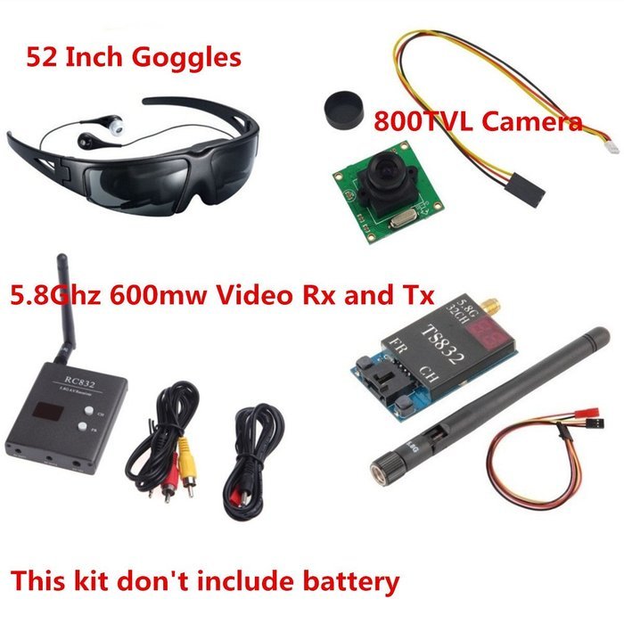 FPV Goggles System 52inch Portable Wide Screen 800TVL Camera 5.8Ghz 600mw ts832 Transmitter rc832 Receiver For...
