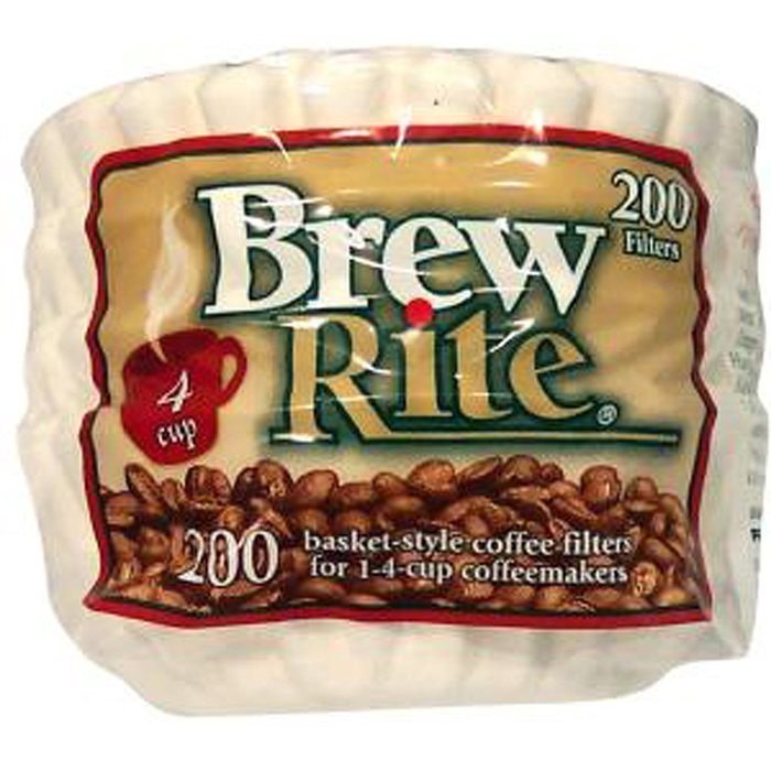 Brew Rite 4 Cup Coffee Basket Disposable Filters - 200 Ct N2