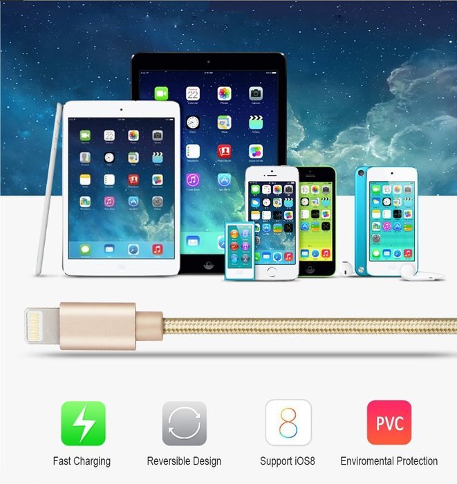 iPhone Charger, X-cable Nylon Braided Apple Lightning Cable USB Sync Cord for iPhone SE/ iPhone 6S 6/6s plus/6... N7