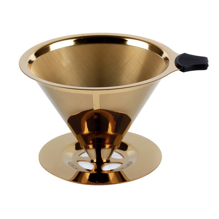 Clever Coffee Filter /Dripper - Titanium Coated Gold Stainless Steel Coffee Filter with Cup Stand, Permanent Reusable... N5