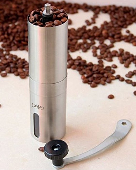 YAMO Manual Coffee Grinder - Conical Burr Mill for Precision Brewing - Brushed Stainless Steel N3