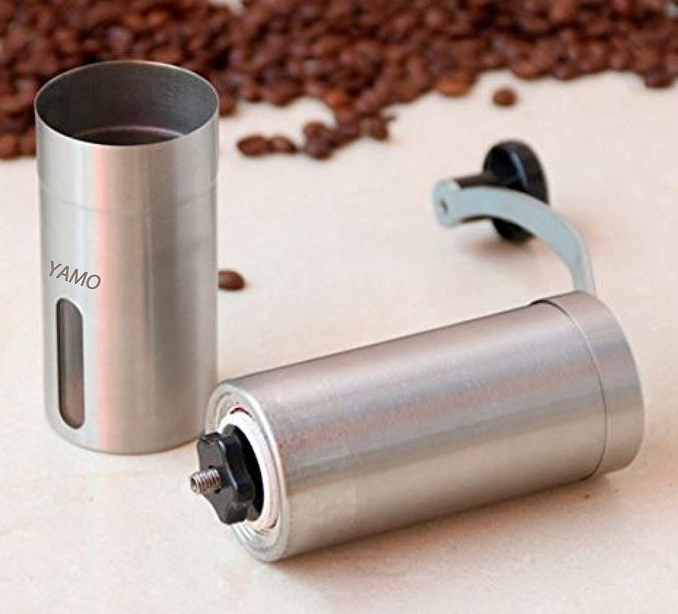YAMO Manual Coffee Grinder - Conical Burr Mill for Precision Brewing - Brushed Stainless Steel N4