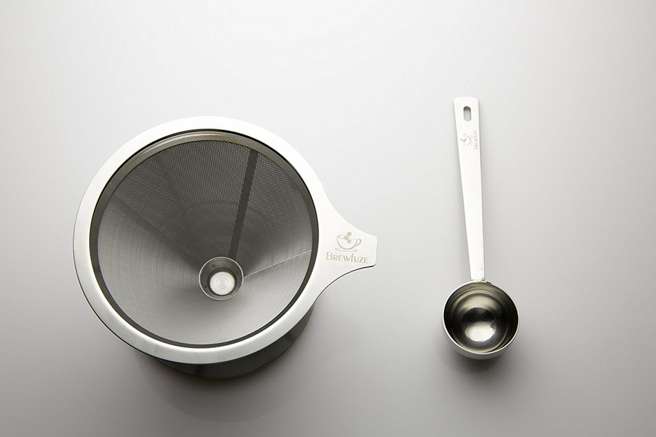 Brewfuze Pour Over Coffee Dripper Filter | Durable & Rust Proof Stainless Steel Drip Coffee Cone With Double Mesh... N8