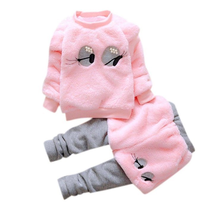 Clothes Set ,BeautyVan Baby Infant Girls Cartoon Woolen Fur Winter Warm Set Thick Coat +Pants Clothes (3T, White) N12