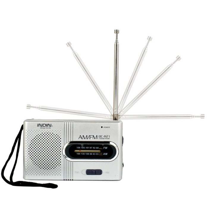 STree Mini Portable Pocket AM FM Radio Built-in Speaker with Telescopic Antenna, Silver N4