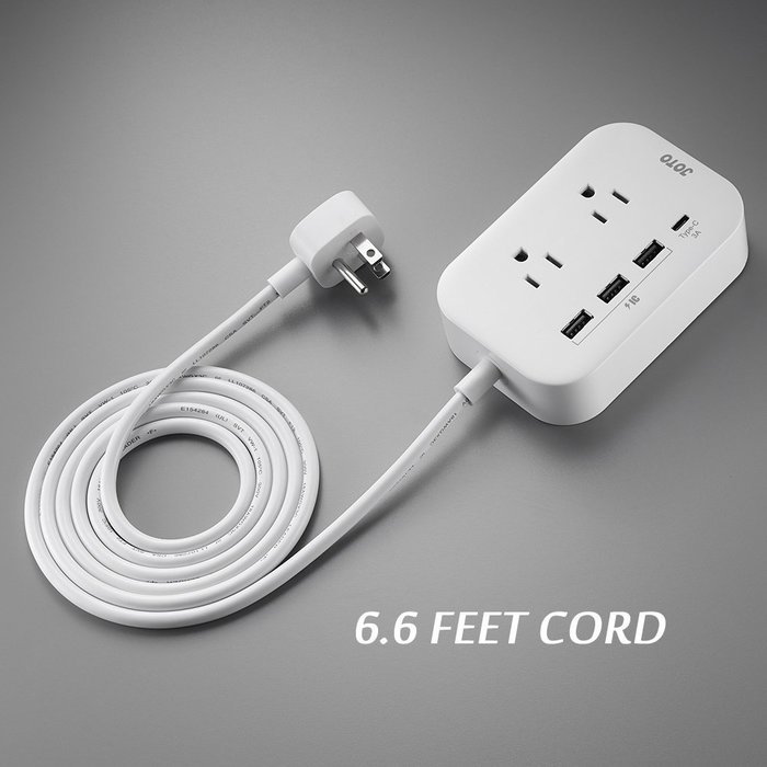 JOTO 2 Outlet Surge Protector Power Strip with USB Smart Charger (4 Port,5V 7.4A),with Type C Charging Port, 6.6ft... N7