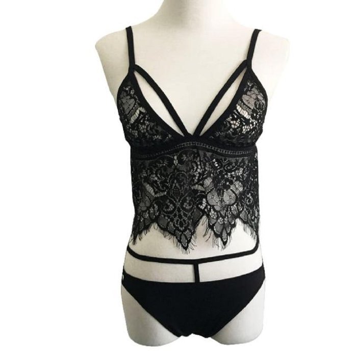 1Set Sexy Lingerie，Beautyvan Comfortable Hollow Translucent Underwear Sheer Lace Frenum Strap Lingerie Bra (XL... N9