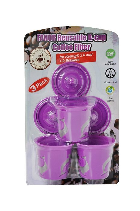 FANOR Reusable K-cup Coffee Filter for Keurig 2.0 and 1.0 Brewers (3, Purple) N2