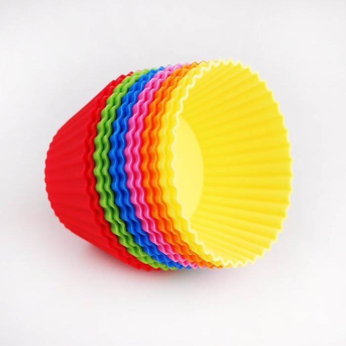 Silicone Baking Cups Muffin Cupcake Liners Molds Set - 12 Pack Premium Reusable & Nonstick - Standard Size Baking... N3